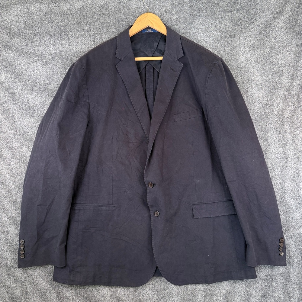 VTG Polo Ralph Lauren Blazer Mens 48L Blue Unstructured Cotton Stretch
